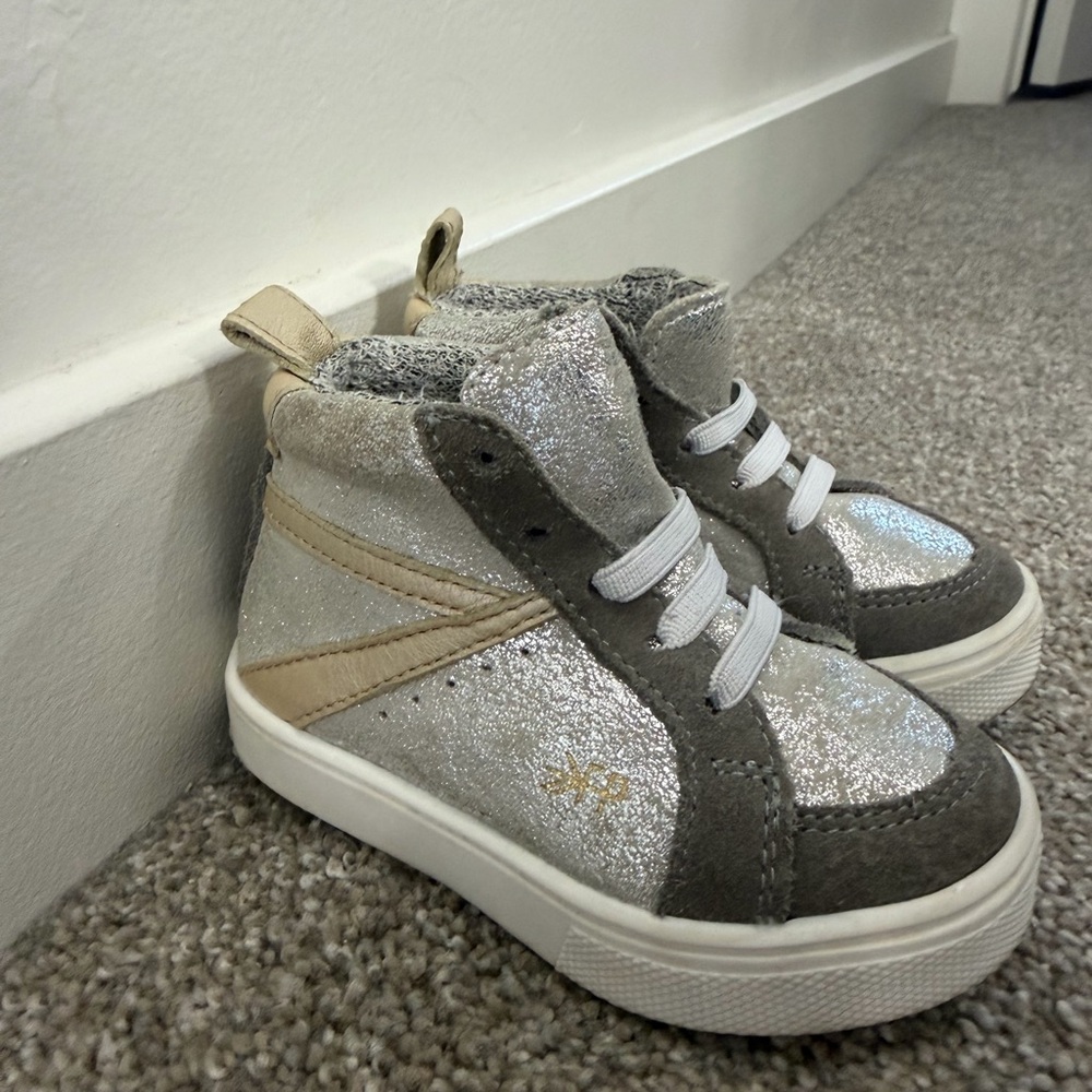 Freshly Picked Toddler Size 5 High Tops Gold Silver Sparkly